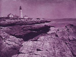 Fyr i havnen i Portland, Maine (s/hvitt bilde) av American Photographer (after)