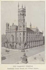 Philadelphia: The Masonic Temple, Northeast Corner Broad og Filbert Streets (s/hv-bilde) av American Photographer (after)