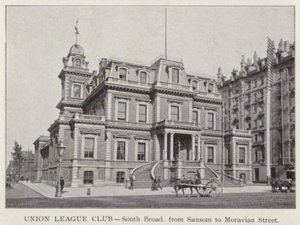 Philadelphia: Union League Club, South Broad, fra Sansom til Moravian Street (s/hv-bilde) av American Photographer (after)