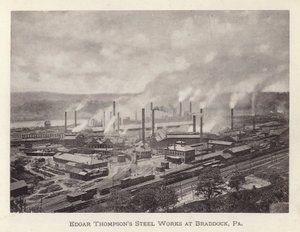 Pittsburgh: Edgar Thompsons stålverk i Braddock, Pennsylvania (s/hv-bilde)