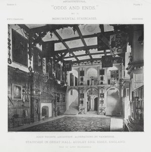 Trapp i Great Hall, Audley End, Essex, England (s/hvitt bilde) av American Photographer (after)