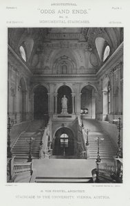 Trapp i universitetet, Wien, Østerrike (s/hvitt bilde) av American Photographer (after)