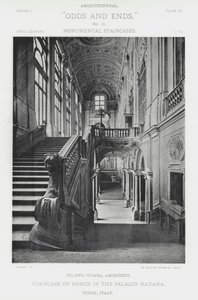Ærestrapp i Palazzo Madama, Torino, Italia (s/hvitt-bilde) av American Photographer (after)