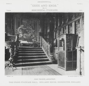 The Grand Staircase Hall, Holland House, Kensington, England (s/hv-bilde) av American Photographer (after)
