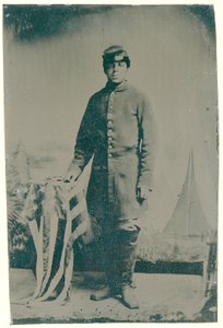 Charles H. Arnum, menig i det 54. Massachusetts frivillige infanteriregiment, 1864 (bilde av tintype) av American Photographer