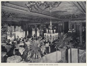 Berømt spisestue på Hotel Savoy (s/hvitt bilde) av American Photographer