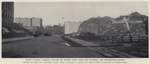 Fifth Avenue, med utsikt mot Mt Morris Park fra One Hundred and Eighteenth Street (s/hv-bilde) av American Photographer