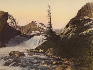 Glacier nasjonalpark: McDermott Falls og Gould Mountain (fargebilde) av American Photographer