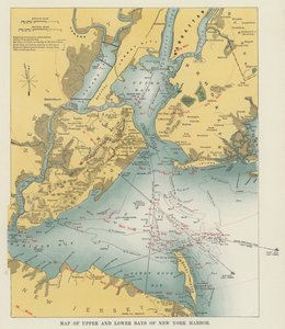 Kart over Upper og Lower Bays of New York Harbor (s/hvitt bilde) av American Photographer