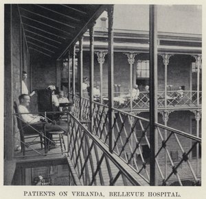 Pasienter på Veranda, Bellevue Hospital (s/hvitt bilde) av American Photographer