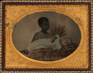 Portrett av en jente og et barn etter døden, ca. 1860 (foto) av American Photographer