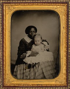 Portrett av en kvinne og et barn, ca. 1860 (foto) av American Photographer