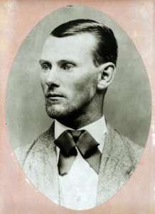 Portrett av forbryteren Jesse James (1847-1882) like før hans død. Fotografi 1882. av American Photographer