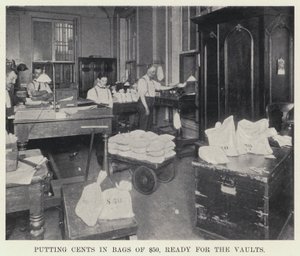 Putting cents in poser of , Ready for the Vaults (s/hv-bilde) av American Photographer