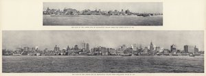 Sky-Line av den nedre enden av Manhattan Island fra North River (s/hv-bilde) av American Photographer