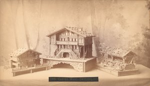 Sveitsiske hytter, utskårne modeller, Philadelphia Centennial International Exhibition, 1876 (sølvalbumintrykk) av American Photographer