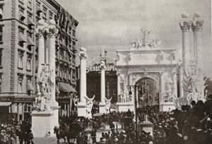 Dewey Arch foran Fifth Avenue Hotel på 23rd St., New York City, for å feire seieren over Spania, 1899 av American Photographer