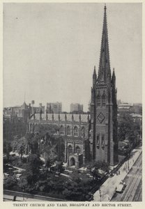 Trinity Church and Yard, Broadway og Rector Street (s/hv-bilde) av American Photographer