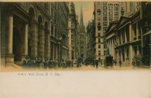 Wall Street, New York City. Postkort sendt i 1913. av American Photographer