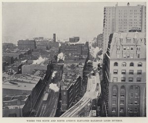 Hvor Sixth and Ninth Avenue Elevated Railroad Lines divergerer (s/hv-bilde) av American Photographer