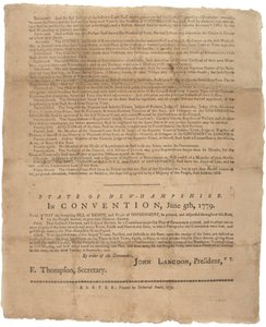 En rettighetserklæring og en bønn fra regjeringen for staten New Hampshire, 1779 av American School