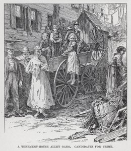 A Tenement-House Alley Gang, kandidater for kriminalitet (litho) av American School