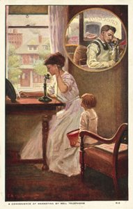 En markedsføringstelefonsamtale (farge litho) av American School