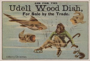 God jul, handelskort som reklamerer for Udell treretter av American School