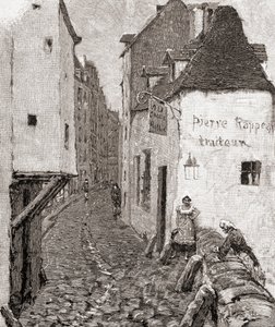 En gate i gamle Paris på 1800-tallet, fra 