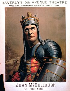 Annonse for John McCullough som Richard III på Haverlys 5th Avenue Theatre, New York av American School