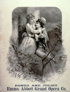 Annonse for Romeo And Juliet, med Emma Abbott i hovedrollen, Grand Opera Company av American School