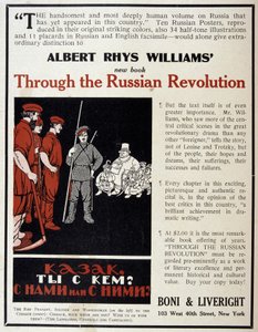 Annonsering for salg av boken ""Den russiske revolusjonen"" av Albert Rhys Williams i et amerikansk magasin av American School