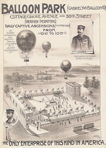 Reklameplakat for en ballongpark i Chicago, USA, ca. 1888 av American School