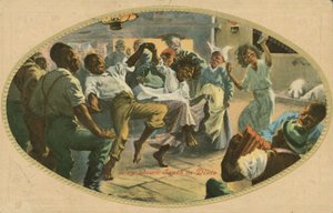 Afroamerikansk dans i Dixie (farge litho) av American School