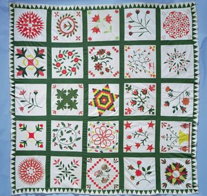 Albumteppe med sesongens blomster, 1844 (bomull) av American School