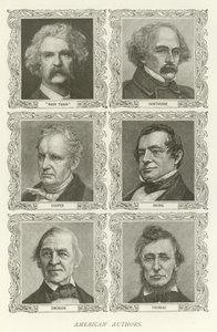 American Authors, Mark Twain, Hawthorne, Cooper, Irving, Emerson, Thoreau av American School