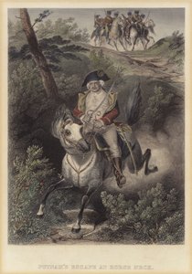 Den amerikanske generalen Israel Putnams flukt fra britene ved Horse Neck, Connecticut, den amerikanske uavhengighetskrigen av American School