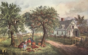 American Homestead - Høst, pub. 1869, Currier & Ives av American School