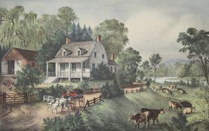 American Homestead - Sommer, pub. 1868, Currier & Ives av American School