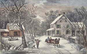 American Homestead - Vinter, pub. 1868, Currier & Ives av American School
