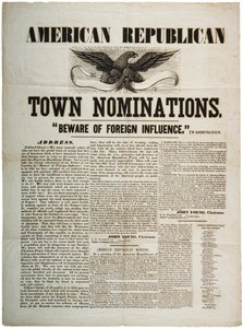 American Republican Town Nominations: Beware of Foreign Influence, ca. 1845