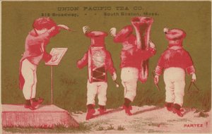 Band, som annonserer for Union Pacific Tea Co, South Boston av American School