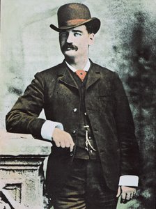 Bartholomew 'Bat' Masterson (1853-1921) ca. 1879 (litho-farge) av American School
