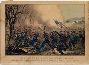 Battle of Mill Spring, Ky. 19. januar 1862, pub. av Currier & Ives, ca. 1862