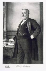 Benjamin Harrison (1833-1901), 23. president i USA, pub. 1901 (fotogravyr) av American School