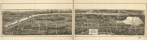 Fugleperspektiv av den delen av 23. og 24. avdeling av byen New York, som ligger vest for New York og Harlem Railroad, og av Grand Boulevard og Concourse som forbinder Manhattan Island med parksystemet nord for Harlem River av American School
