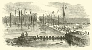 Bryt i Mississippi Levee, nær kanalen, mars 1863 av American School