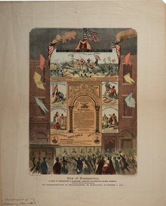 Bredside angående rekruttering av afroamerikanere og feiring av frigjøring i Maryland, Ringwalt & Brown (fl.1863-1865), ca. 1. november 1864 (se også GLC 696015, 696016 og 696017) av American School