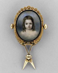 Brosje med Portrait of a Girl, ca. 1860 (akvarell på elfenben av American School