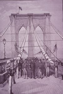 Brooklyn Bridge, president Arthur ved åpningsseremonien, 24. mai 1883 (gravering) av American School